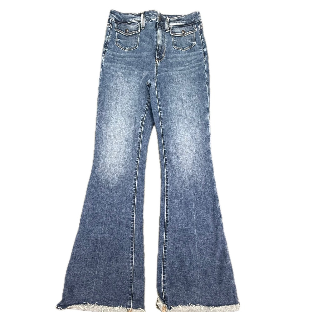 American Eagle Flare Jeans Womens 6 Blue Super High Rise Next Level Stretch 2701